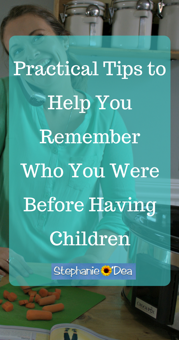 Super easy and fun tips for moms with kids of all ages --- there is no need to forget who YOU as a PERSON are, now that you are a mom. I can do all these things -- super practical and don't cost a lot of money. Great for budget conscious moms who follow Dave Ramsey.