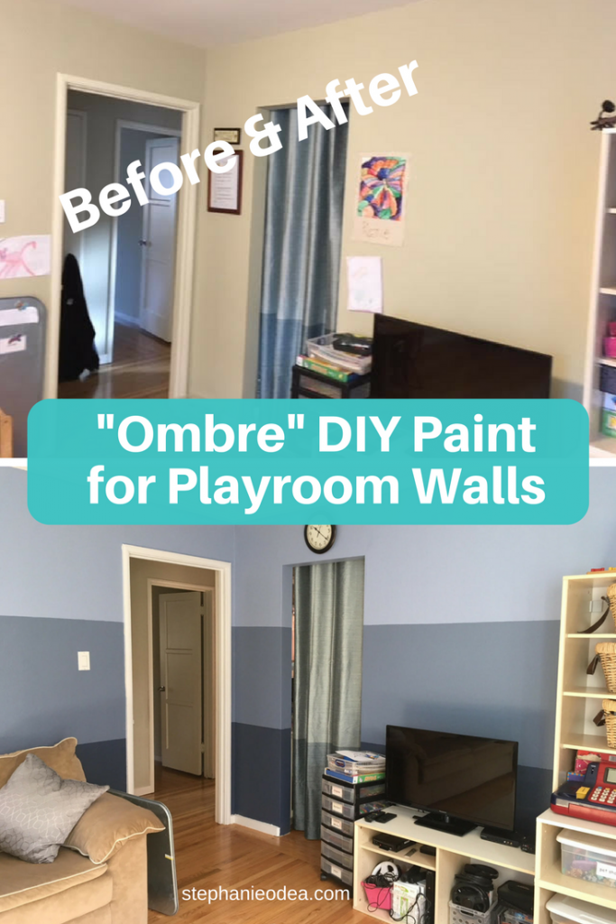DIY paint project perfect for kid or playroom walls -- Ombre paint decor idea